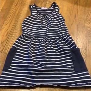 Girls sleeveless navy and white dress